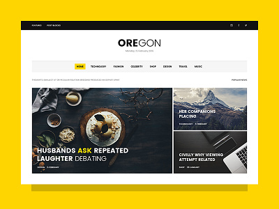 Oregon bootstrap flat graphic grid material news portal typography ui user interface ux web design