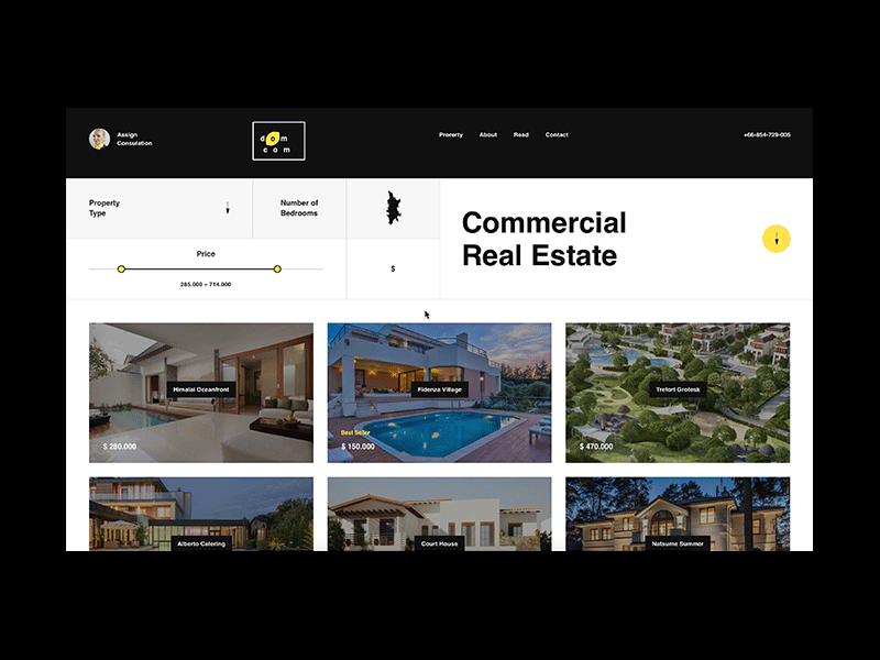 Maria – Phuket, Real Estate animation app flat gif material mobile real estate typography ui ux web design website