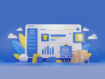 Ngorder.ID Dashboard 3d design illustration