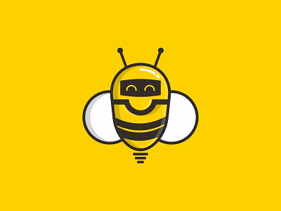 Stink Bee bee fly logo robot smile yellow