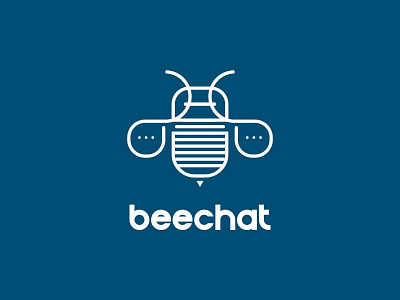 Beechat animal bee chat icon line logo mark symbol talk technology