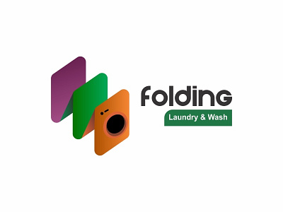 Folding Laundry clean colorful folding laundry logo washing machine