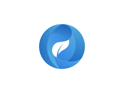 AOI LAUNDRY blue brand branding circle design icon leaf logo symbol