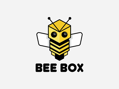 BEEBOX .technology animal bee box brand business design hexagon honey icon logo mascot simple symbol yellow
