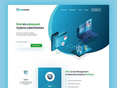 Website for Safety App cloud design homepage illustration isometric landing landing page ui vector webdesign website