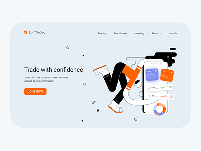 Landing Page for Trading Platform app design branding crypto cryptocurrency illustration landing landingpage stock tech technology vector