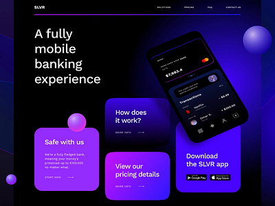 Fintech Banking Service animation app banking bold finance fintech interaction interface landing page mobile modern tech template ui ux webdesign