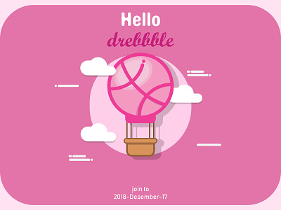 Hello Dribbble1 baloon branding design designer dribbble flat illustration logo ui uidesign ux vector