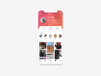 Daily UI challenge #006 adobe xd app branding daily 100 daily 100 challenge dailyui design flat graphic instagram mobile mobile app product profile ui ui design uiux ux