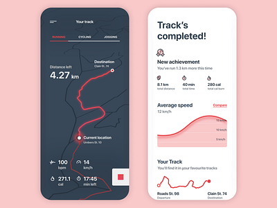 Running App | Design Concept clean dashboard app mobile stats ui