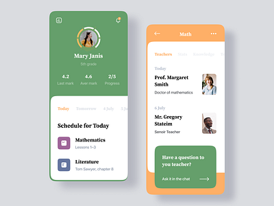 Student Schedule Mobile App app clean colorful design mobile ui