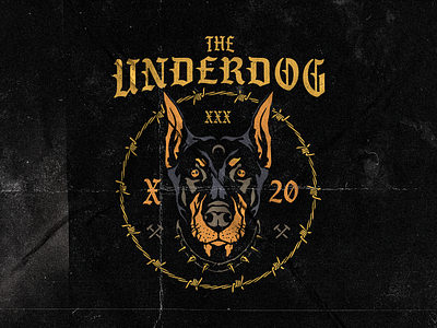 The Underdog apparel barbed wire design dog graphic graphicdesign hardcore illustration lettering logo merch vector xxx