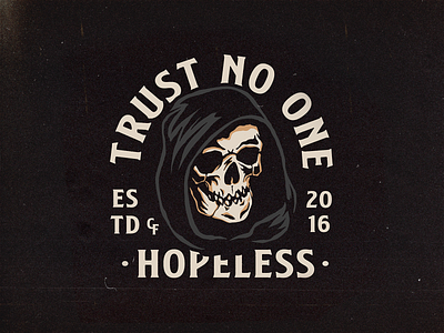 Trust No One apparel brand branding clothing design graphic graphicdesign illustration logo merch reaper skull