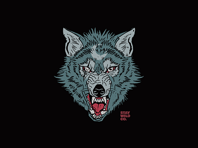 Wolf - Stay Wild apparel brand clothing design graphicdesign illustration logo merch tattoo traditional vector wolf