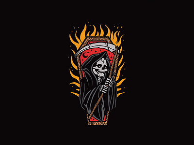 Reaper design fire graphic graphicdesign illustration logo reaper skull tattoo trad vector