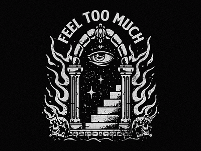 Feel Too Much apparel design eye fire graphicdesign illustration logo merch portal vector