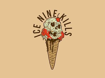 Ice Nine Kills apparel badge band brand clothing design graphic graphicdesign hardcore ice cream illustration lettering logo merch metalcore skull typography vector vintage