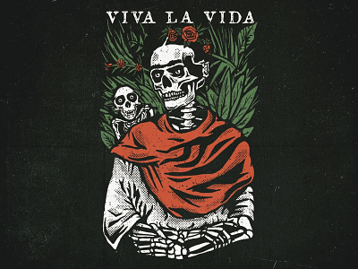 "Viva La Vida" - Frida Skull apparel band brand branding clothing design frida graphic graphicdesign icon illustration lettering logo merch skull tattoo traditional tattoo typography vector vintage