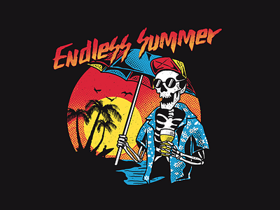 Endless Summer apparel badge brand branding clothing design graphic graphicdesign icon illustration lettering logo merch skull summer tattoo traditional tattoo typography vector vintage