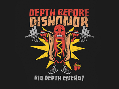 Big Depth Energy apparel badge band brand branding clothing crossfit design graphic graphicdesign hardcore hotdog icon illustration lettering logo merch typography vector vintage