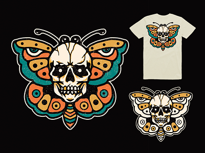 Death butterfly apparel badge brand branding butterfly butterfly logo clothing design graphic graphicdesign icon illustration logo merch skull tattoo traditional tattoo typography vector vintage