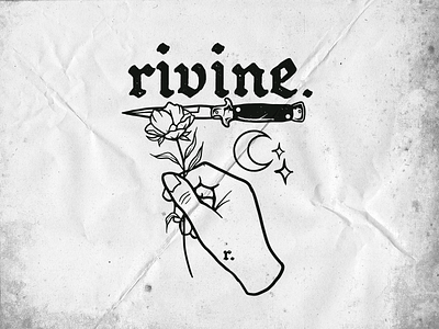 Rivine apparel brand clothing design graphic graphicdesign hand hardcore illustration knife logo merch oldschool rivine rose tattoo traditional art vector