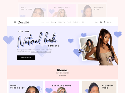 Zeeelle - Wig Online shop Redesign clean design colorful e shop e store estore girly online shop redesign ui web design web redesign wig shop women fashion women in tech