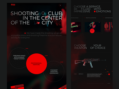 RED DOT - SOOTING RANGE WEBSITE club design guns landing shooting shootingrange sport ui uxui стрелковый клуб