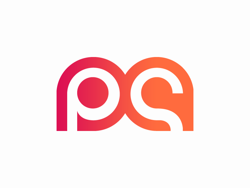 PS bold flat gradient logo monogram ps simple