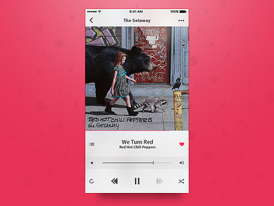 iOS Music App app flat gui ios listen music pattern practice red ui