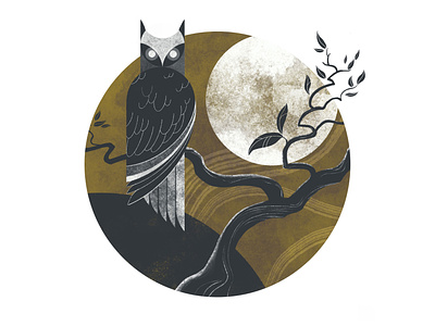 Nocturnal design illustration illustrator moon night nocturnal owl owl illustration tree