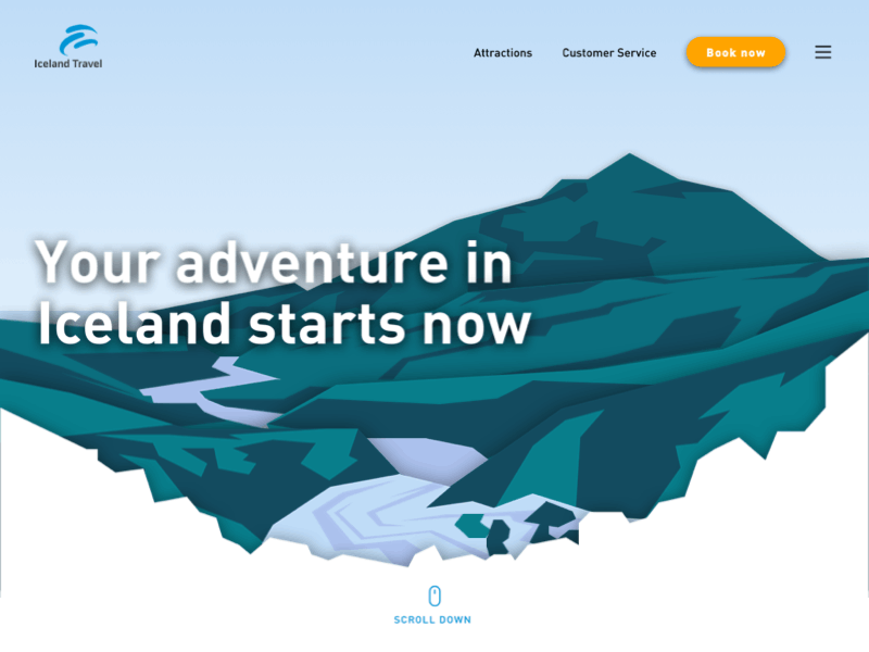 Iceland Travel Homepage Concept iceland illustration landscape parallax parallax website principle sketch travel travel website ui animation