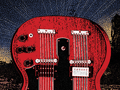 Double Neck blue design flat graphic design guitar music red shrit texture