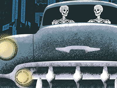 Drivin' in Cars with Bones-WIP blue design flat gig poster graphic design poster stipple texture