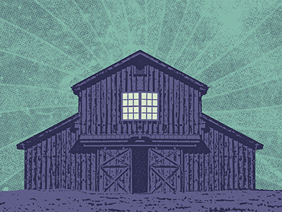 Don't go in to that barn... WIP art barn color design flat gig poster green photoshop poster purple texture