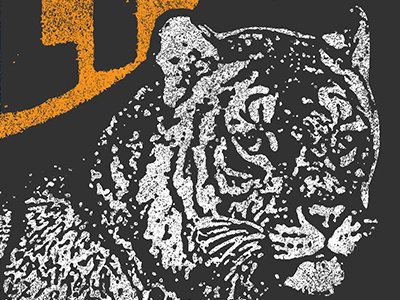 Meooow band design music orange screen print shirt texture tiger white
