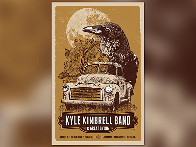 Kyle Kimbrell Poster bird brown design poster print screen print texture yellow