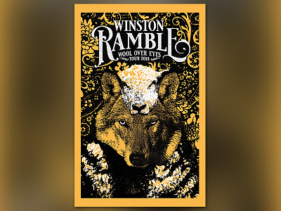 Winston Ramble Tour Poster design music poster print screen print texture typography vintage white wolf yellow