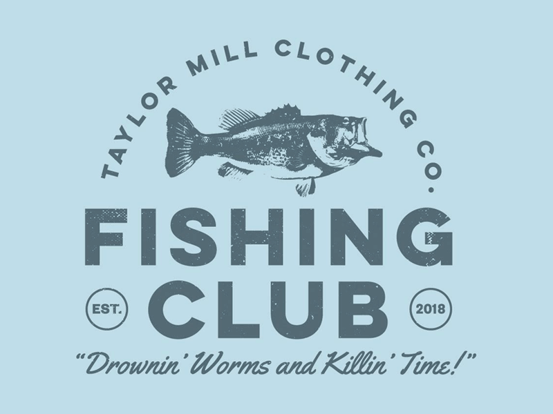 Taylor Mill Fishing Club blue branding design fish green lockup logo outdoors vintage