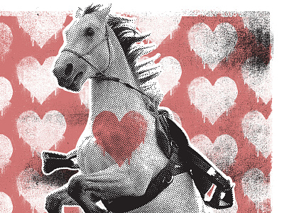 Hoof-Hearted? design gig poster graphicdesign horse music poster print red texture