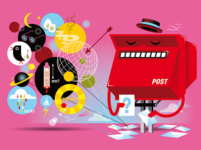 Questions editorial illustration mailbox pink questions quizz