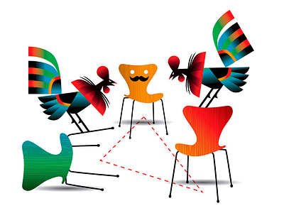 Mediator birds colour colourful editorial illustration mediator newspaper volkskrant