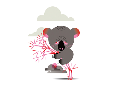 Moody Koala animal bamboo bear editorial fauna grey illustration koala pink