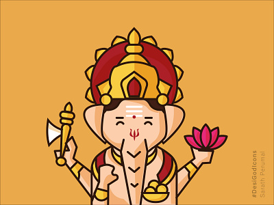 Ganesha - The Remover Of Obstacles branding design flat icon design illustration indian illustrator logo minimal sarath perumal