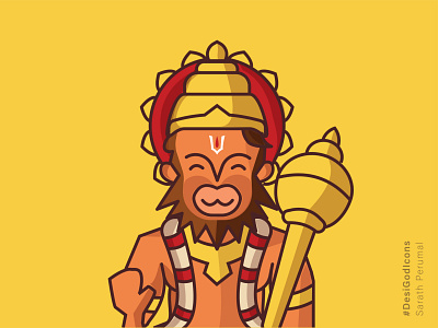 Hanuman - The Symbol Of Strength And Energy app flat icon illustration indian illustrator logo minimal sarath perumal vector