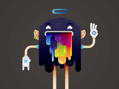 Cute Vomit Monster animation character coffee design funny illustration interactive interface loop ui ux vector