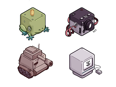 Cube Icons - Mixed app character design funny game icon illustration interactive interface isometric vector