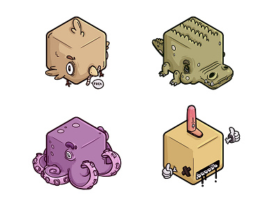 Cube Icons - Animals app character design funny game icon illustration interactive interface isometric vector