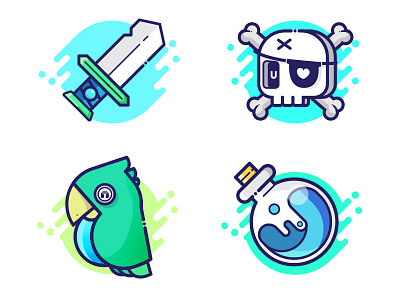 Pirate Icons app character design funny game icon illustration interactive interface isometric vector