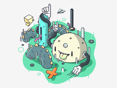 Loopy Friends branding character design funny game icon illustration isometric vector